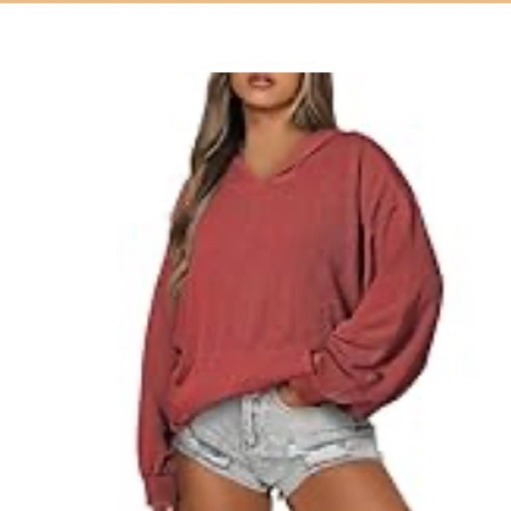Women's Blue V-Neck hoodie Sweater 2X